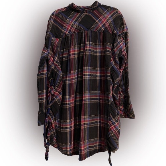 Free People Nordic Side Lace-Up Flannel Button Down Top Size Large - Picture 5 of 10